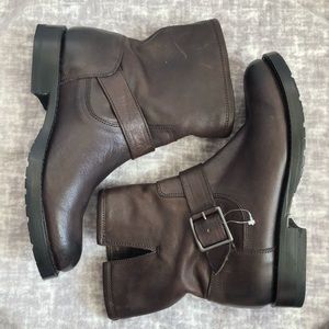 FRYE Natalie Short Engineer Buckle Boot Brown